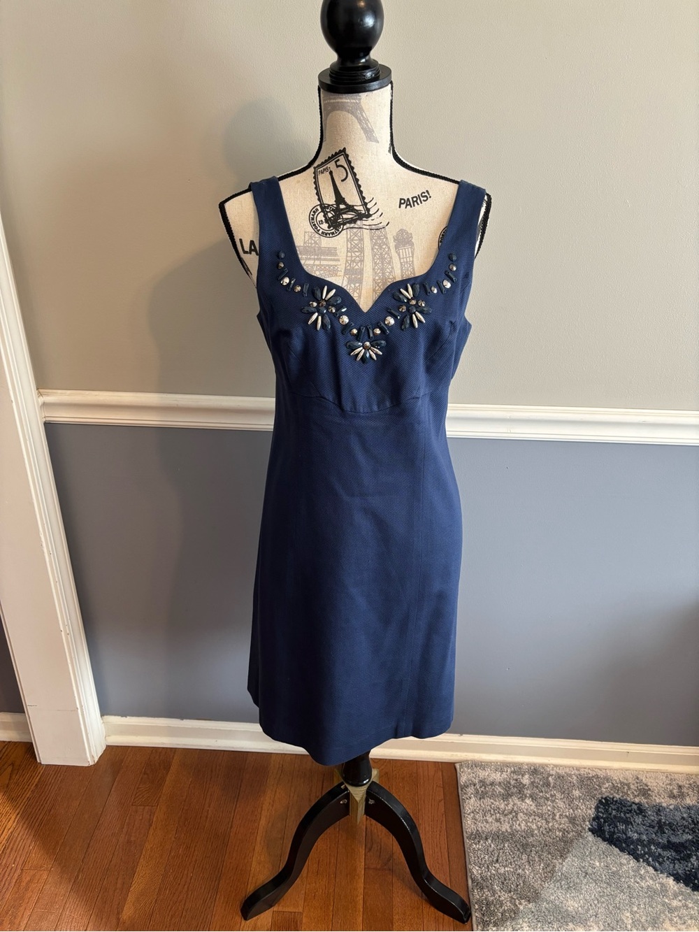 🌺SALE🌺 INC International Concepts Navy Sleeveless Jewel-Embellished Dress